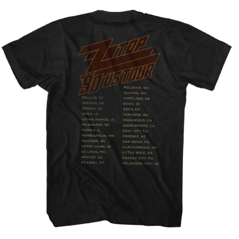 【廃番ラスト販売/特別価格】ZZ TOP ズィーズィートップ (デビュー 55周年 ) - 1990 US TOUR / バックプリントあり / Tシャツ / メンズ