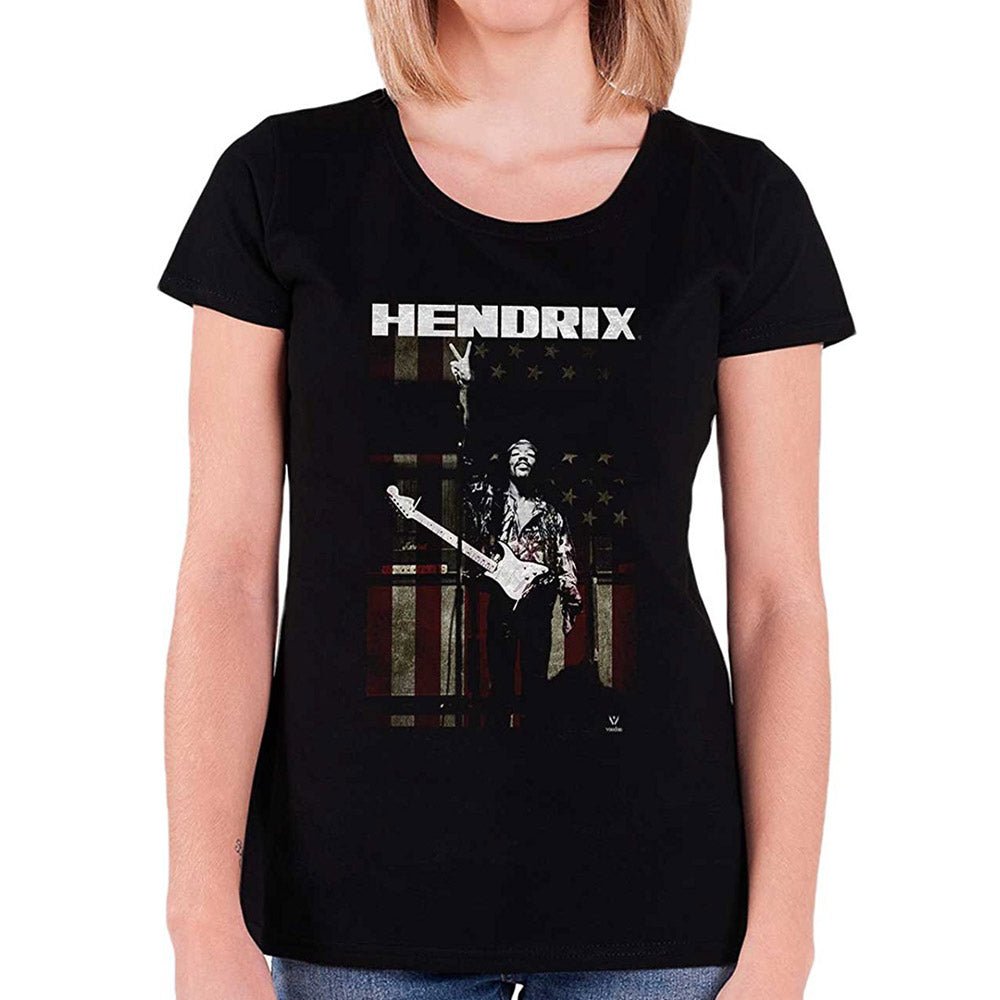 JIMI HENDRIX ジミヘンドリックス (追悼 55年 ) - PEACE FLAG / Tシャツ / レディース - PGS