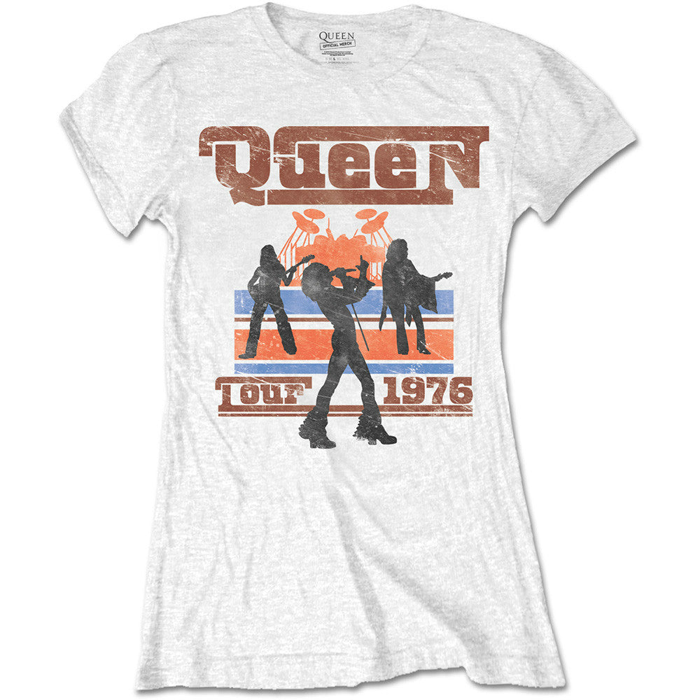 【廃番ラスト販売/特別価格】QUEEN クイーン (The Royal Four – 55th Anniversary ) - 1976 TOUR SILHOUETTES / Tシャツ / レディース