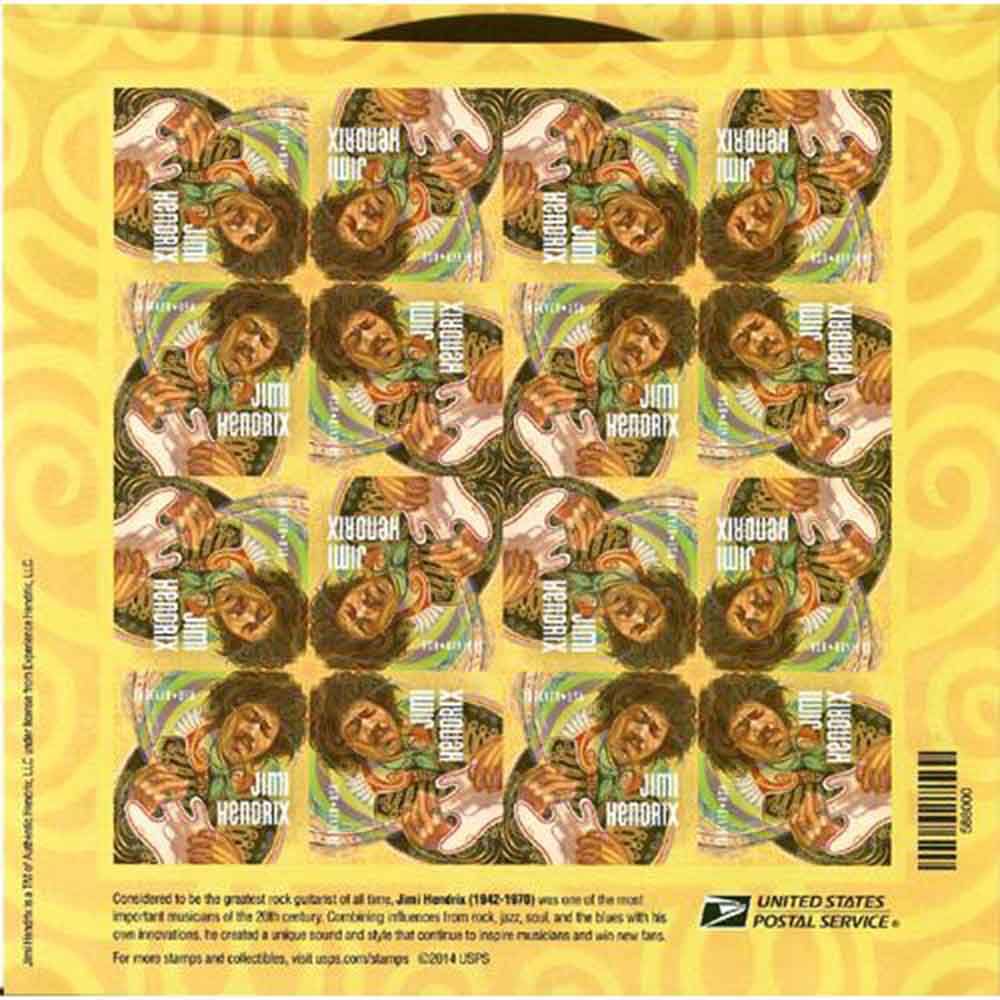 【廃番ラスト販売/特別価格】JIMI HENDRIX ジミヘンドリックス (追悼 55年 ) - MUSIC ICONS 記念切手シート / 貴重 / 切手・レター品 - PGS