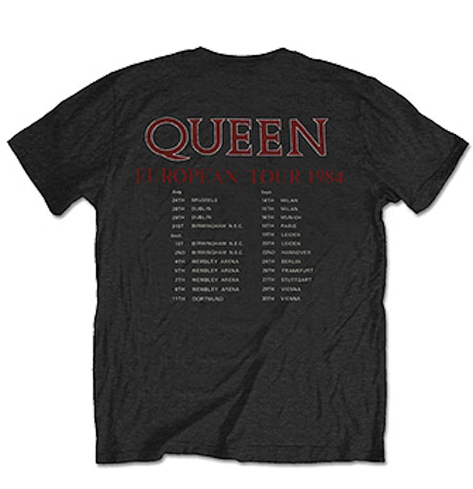 QUEEN クイーン (初来日50周年 ) - EUROPEAN TOUR 1984(復刻ツアーTシリーズ) / バックプリントあり / Tシャツ / メンズ - PGS