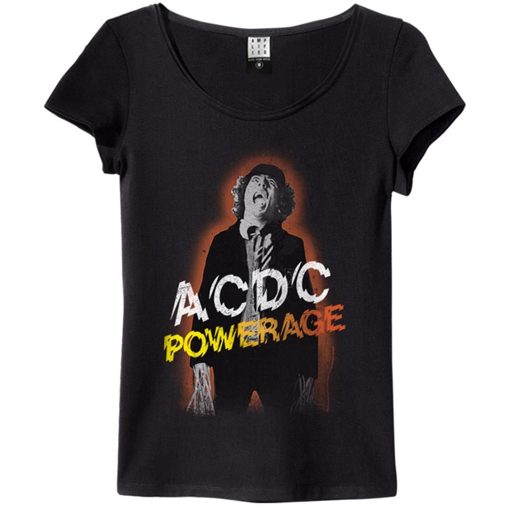 AC/DC エーシーディーシー (Back in Black 45周年 ) - POWERAGE / Amplified( ブランド ) / Tシャツ / レディース - PGS