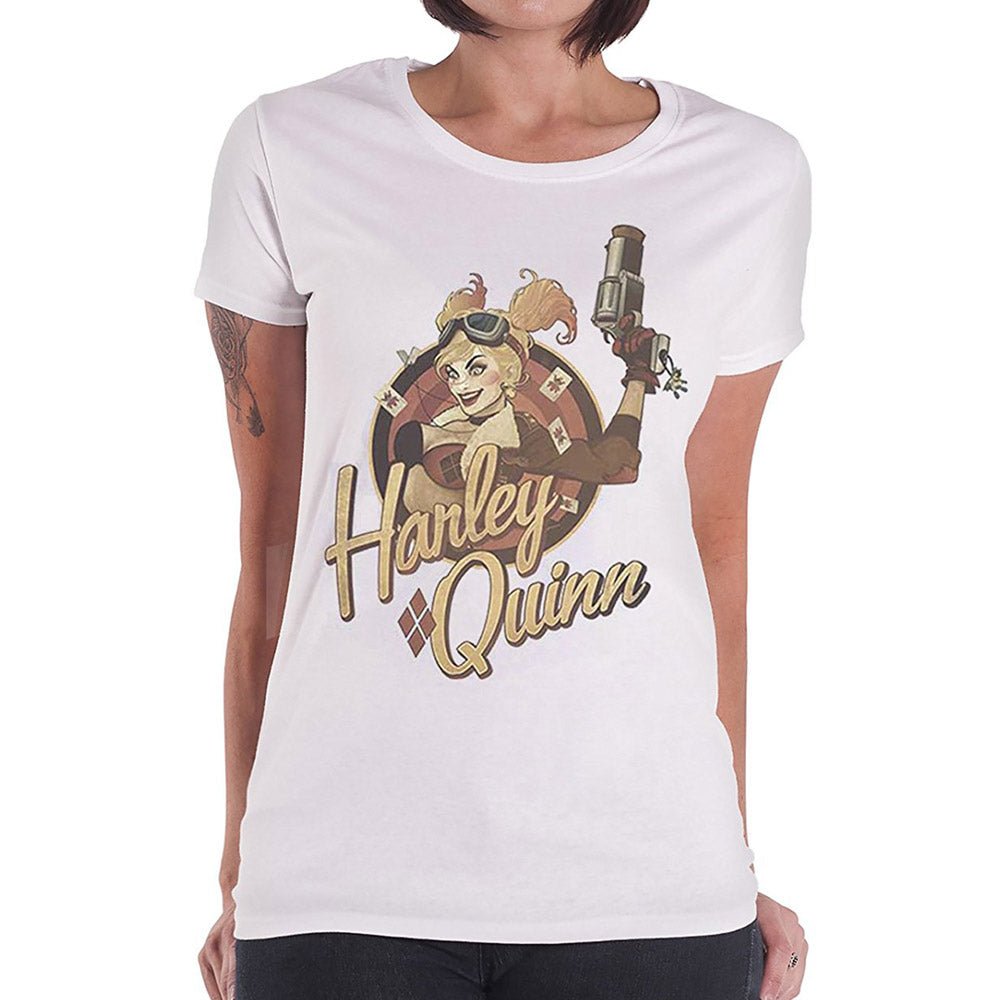 DC COMICS DCコミックス (ジョーカー 生誕 80周年 ) - JUSTICE LEAGUE BOMBSHELL HARLEY QUINN BADGE / Tシャツ / レディース - PGS