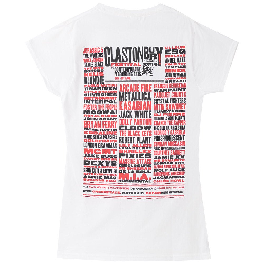 フェス公式Tシャツ GLASTONBURY グラストンベリー (開催 55周年 ) - FESTIVAL 2014 (超レア) / バックプリントあり / Tシャツ / レディース - PGS
