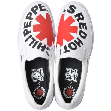 RED HOT CHILI PEPPERS レッドホットチリペッパーズ (来日 35周年 ) - CANVAS SLIP - ON RHCP White / VISION STREET WEAR(ブランド) / スニーカー / メンズ - PGS