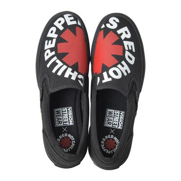RED HOT CHILI PEPPERS レッドホットチリペッパーズ (来日 35周年 ) - CANVAS SLIP - ON RHCP Black / VISION STREET WEAR(ブランド) / スニーカー / レディース - PGS