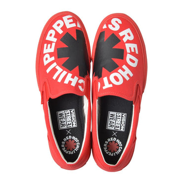 RED HOT CHILI PEPPERS レッドホットチリペッパーズ (来日 35周年 ) - CANVAS SLIP - ON RHCP Red / VISION STREET WEAR(ブランド) / スニーカー / レディース - PGS