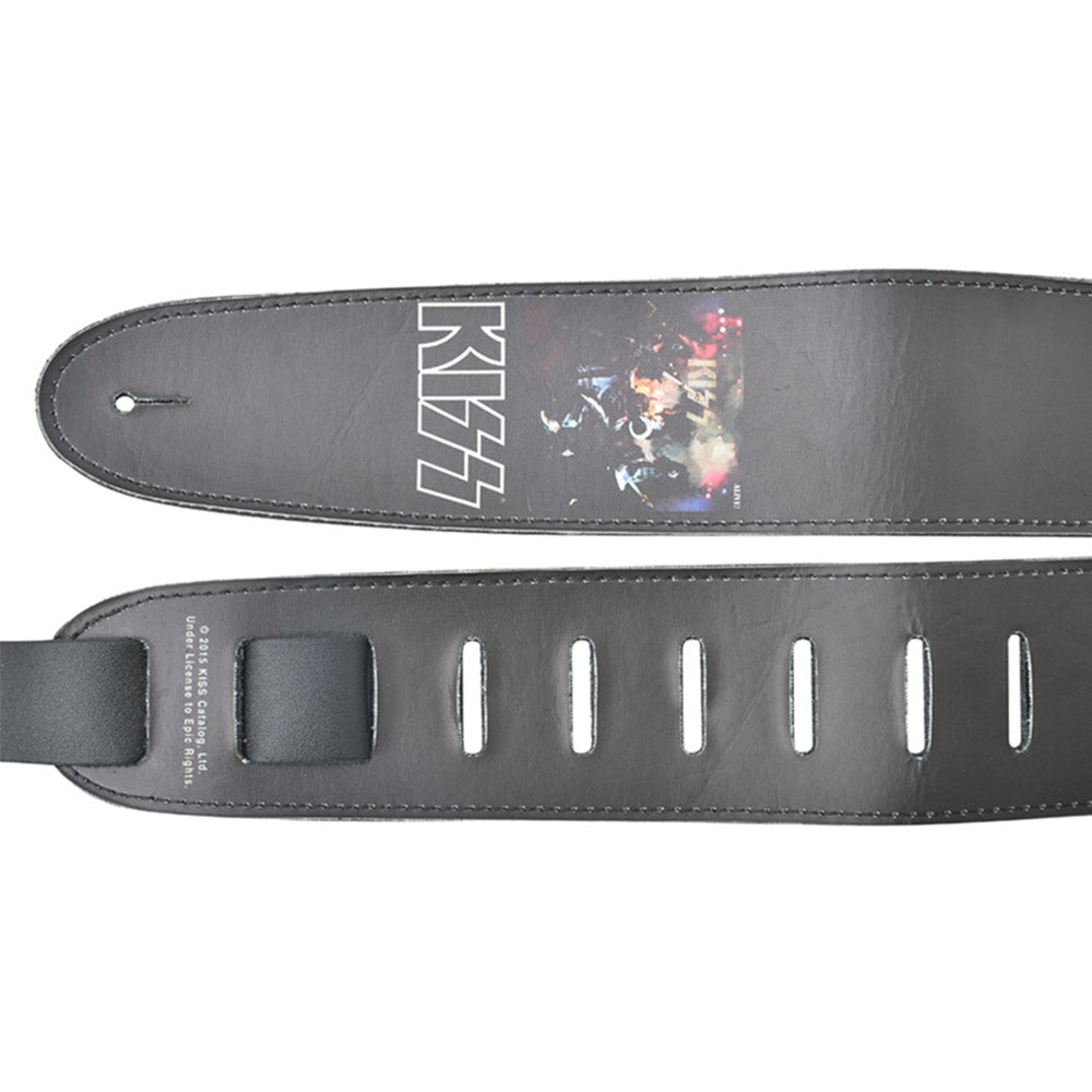 KISS (Ace Frehley Tribute) - BLACK LOGO / Leather / Guitar Strap