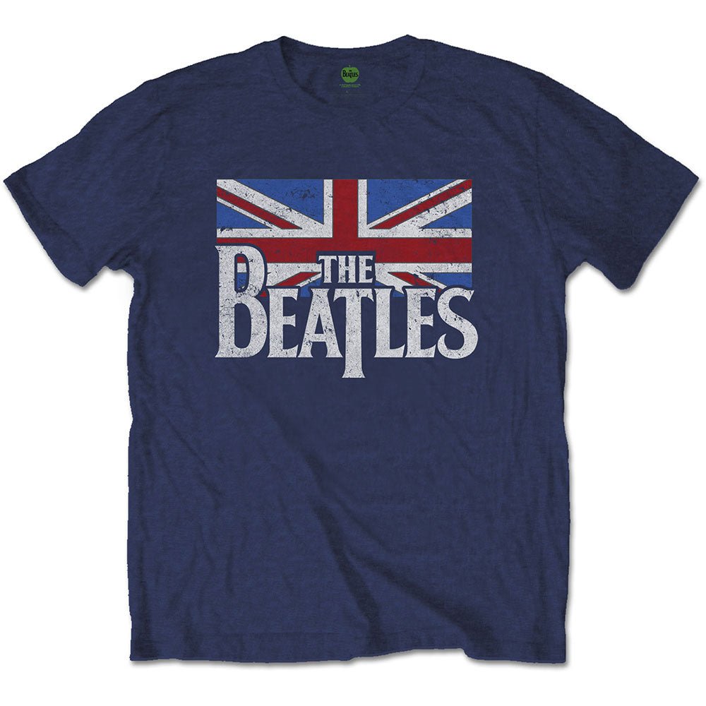 THE BEATLES ビートルズ (結成 65周年 ) - Drop T Logo & Vintage Flag / Tシャツ / メンズ - PGS