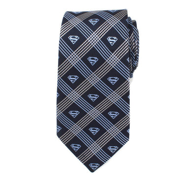 SUPERMAN スーパーマン - Shield Navy Plaid Tie / ネクタイ / メンズ - PGS
