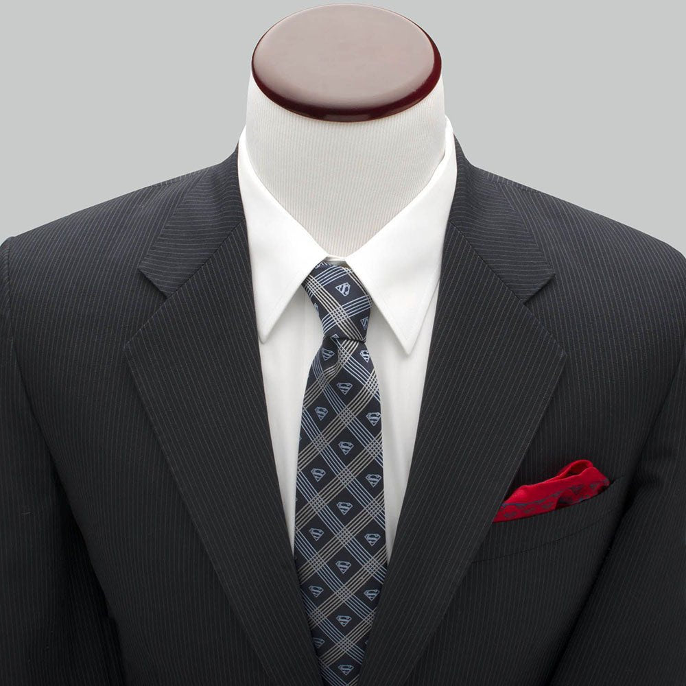 SUPERMAN スーパーマン - Shield Navy Plaid Tie / ネクタイ / メンズ - PGS