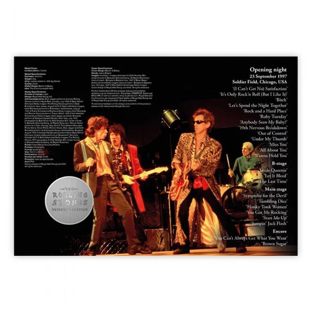 ROLLING STONES ローリングストーンズ (来日 35周年 記念 ) - Bridges to Babylon Tour Medal Cover / 世界限定10000個 / 貴重 / 切手・レター品 - PGS