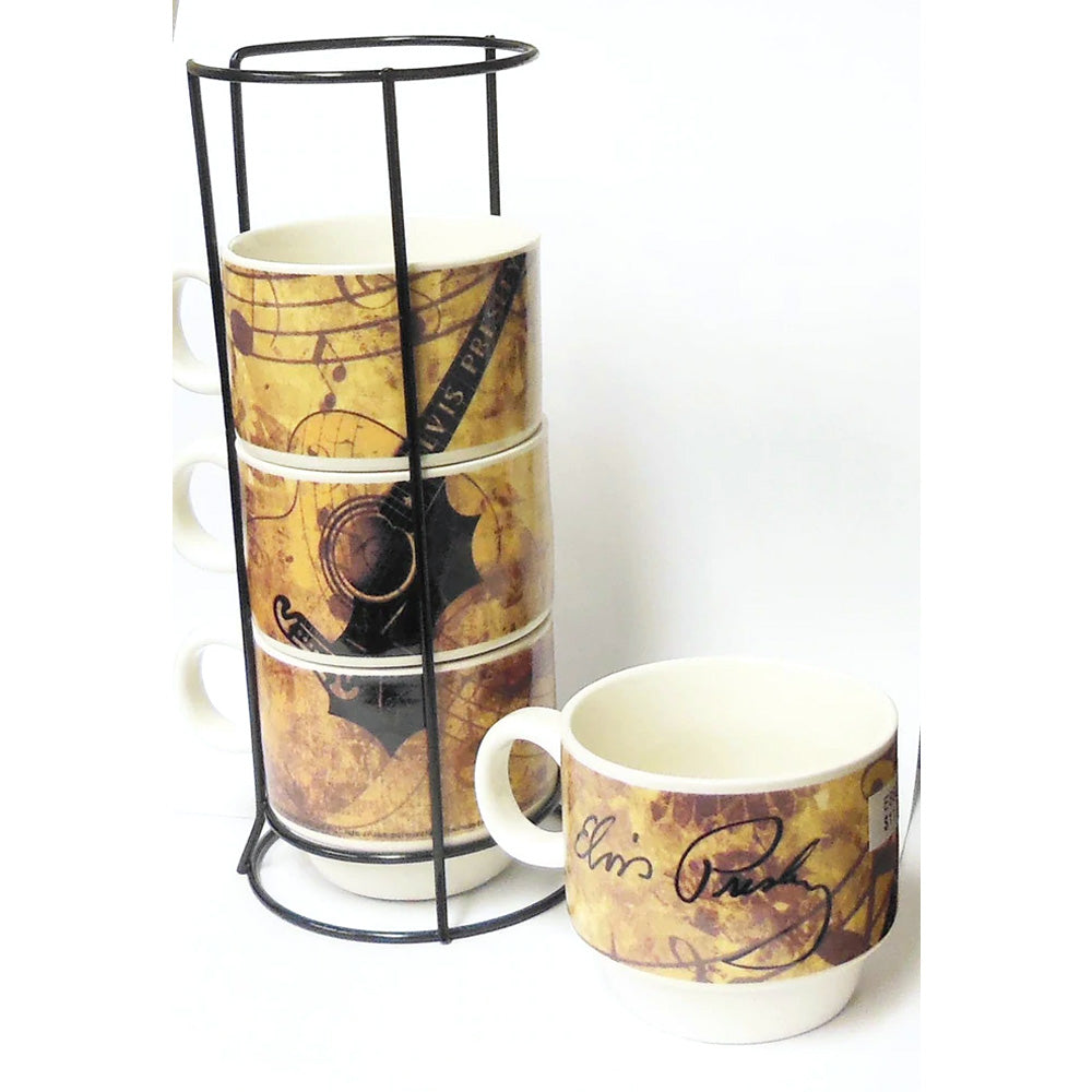 ELVIS PRESLEY エルヴィスプレスリー (生誕 90周年 ) - Coffee Cup Stackable / 4個入り / マグカップ