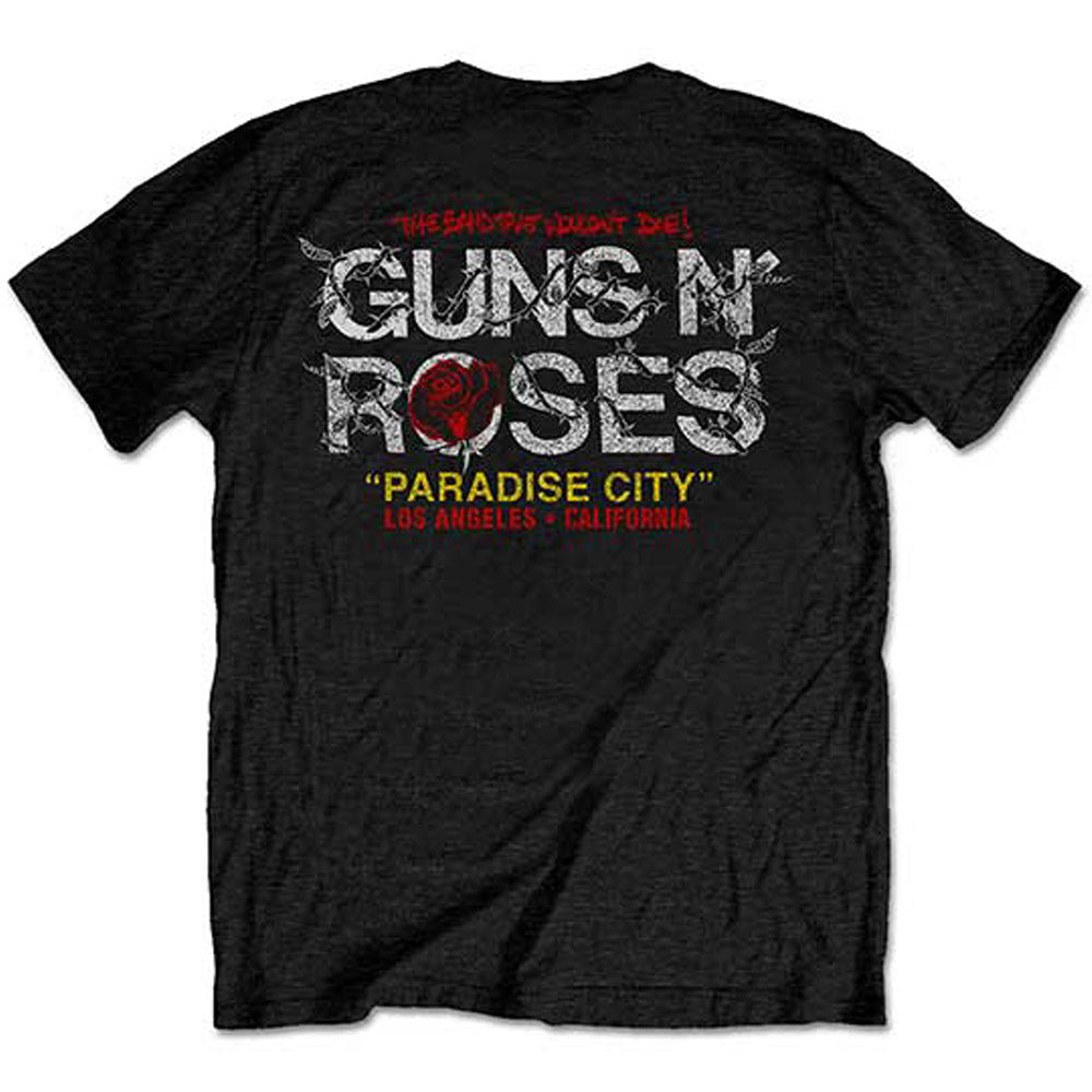 GUNS N ROSES ガンズアンドローゼズ (結成 40周年 ) - Rose Circle Paradise City / バックプリントあり / Tシャツ / メンズ - PGS