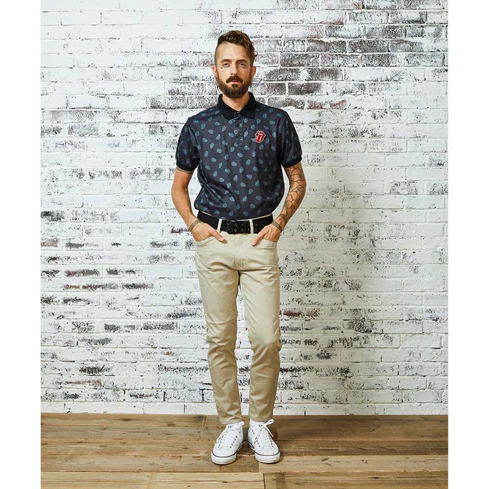 ROLLING STONES ローリングストーンズ (来日 35周年 記念 ) - RS LICKS Pattern / Black / ポロシャツ / メンズ - PGS