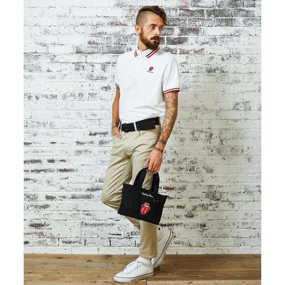 ROLLING STONES (35th Anniversary of the Rolling Stones' Japan Tour) - Logo Line / White / Men's Polo Shirt