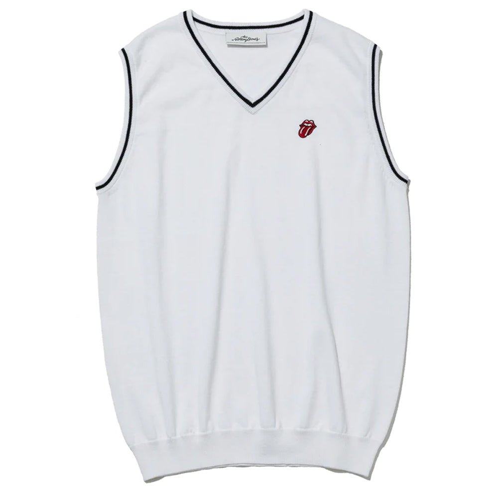 ROLLING STONES ローリングストーンズ (来日 35周年 記念 ) - Logo Knit Vest / White / トップス / メンズ - PGS