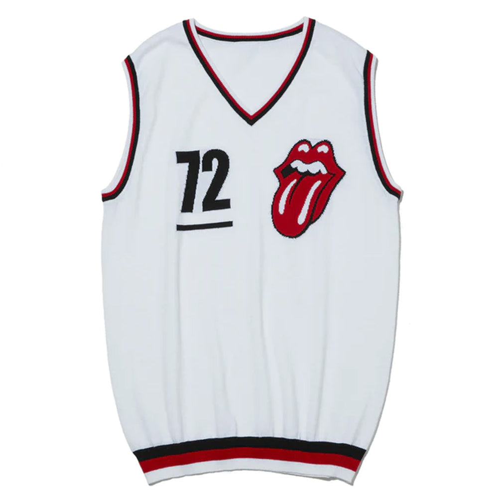 ROLLING STONES - Jacquard Knit Vest / White