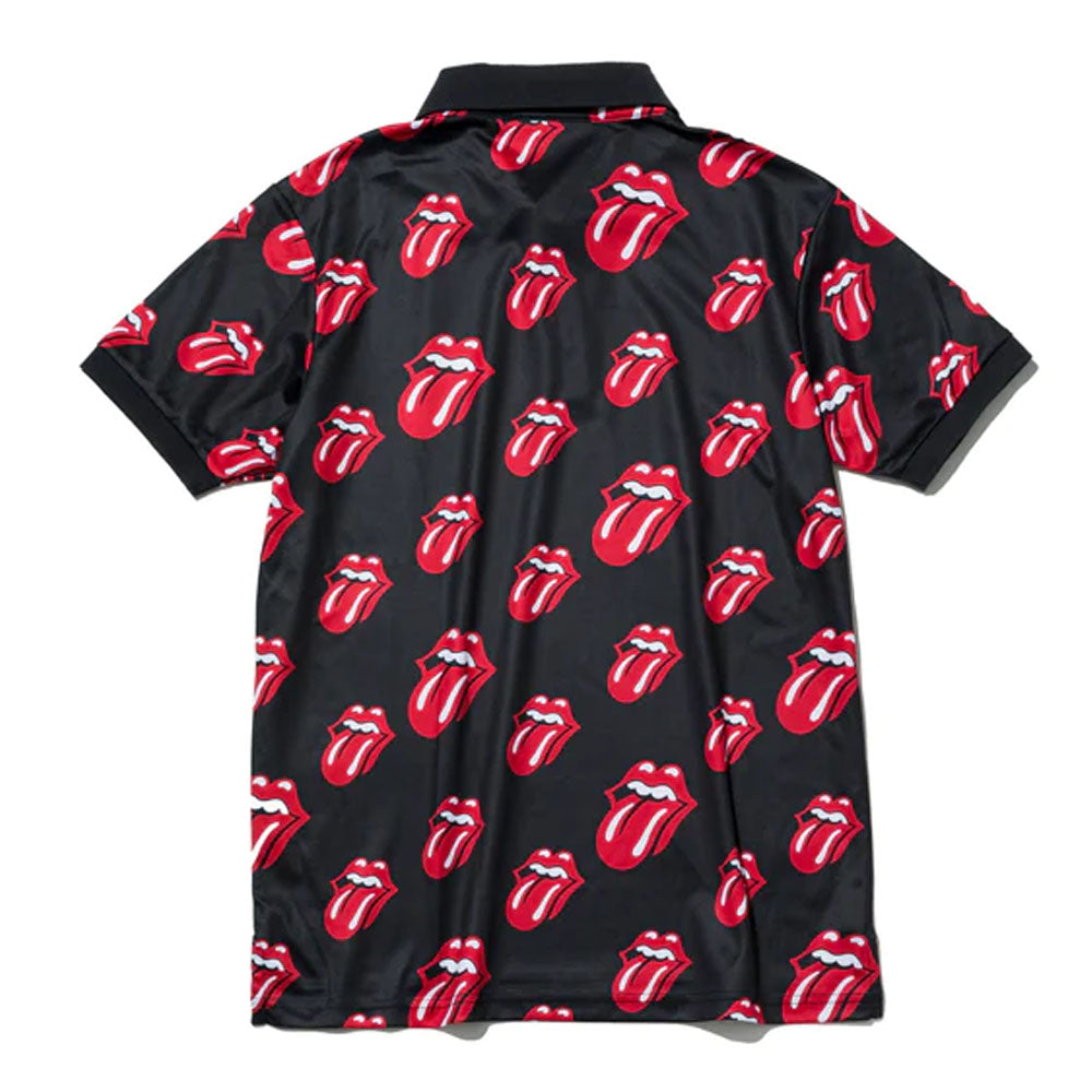 ROLLING STONES (35th Anniversary of the Rolling Stones' Japan Tour) - Red Lick Pattern / Black / Men's Polo Shirt