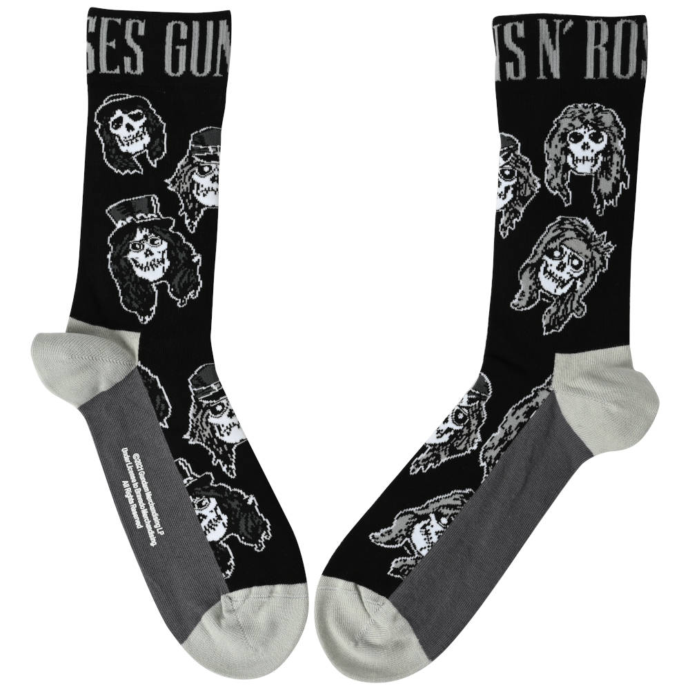 GUNS N ROSES ガンズアンドローゼズ (結成 40周年 ) - Skulls Band Monochrome / ソックス / メンズ - PGS