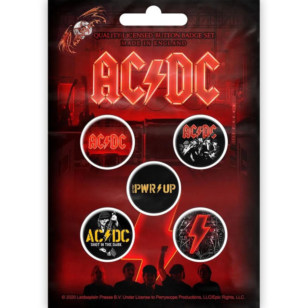 AC/DC エーシーディーシー (Back in Black 45周年 ) - PWR UP / 5個セット / バッジ - PGS