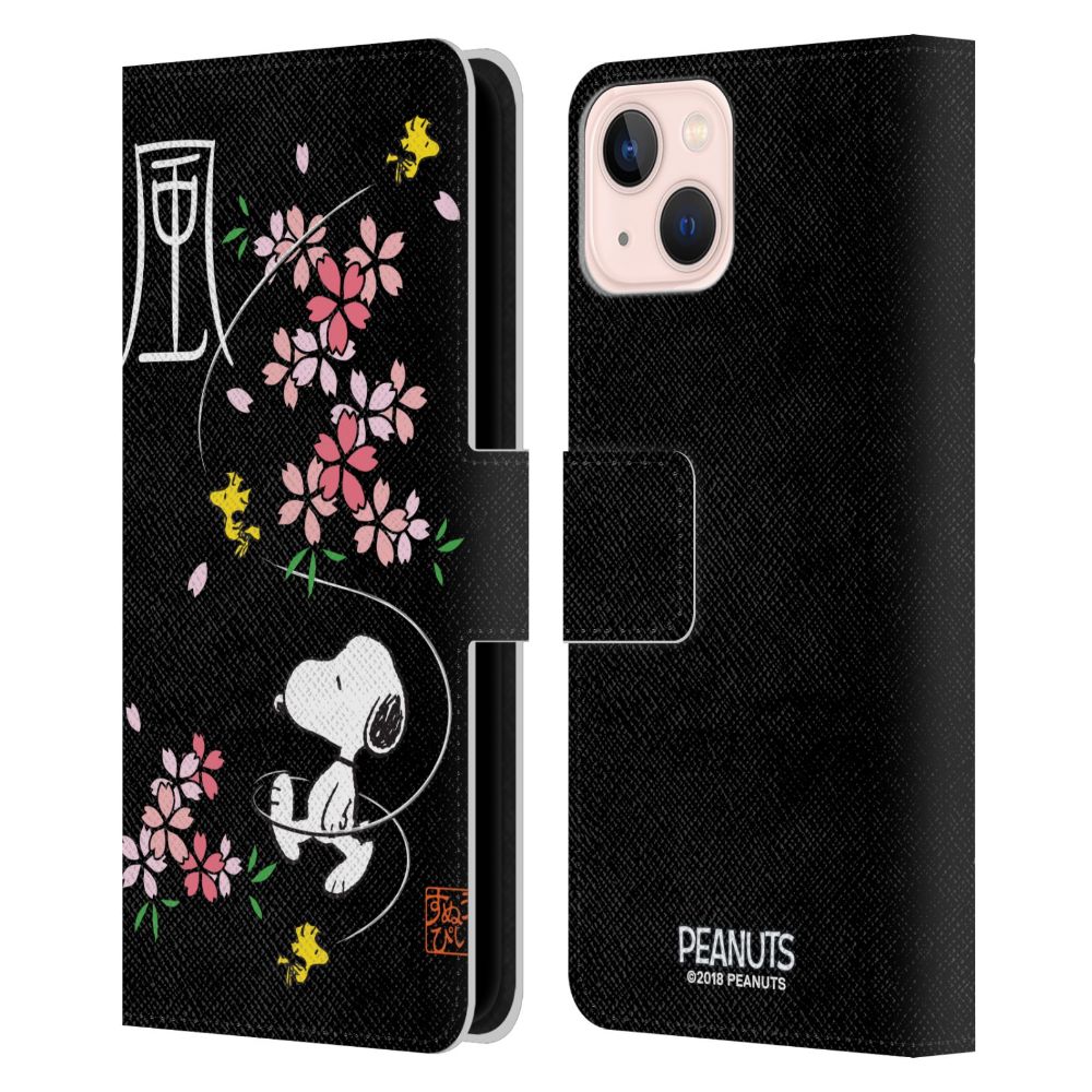 PEANUTS スヌーピー (コミック誕生 75周年 ) - Cherry Blossoms レザー手帳型 / Apple iPhoneケース - PGS
