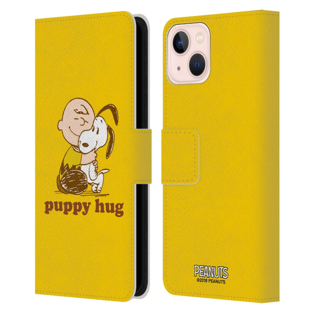 PEANUTS スヌーピー (コミック誕生 75周年 ) - Charlie Puppy Hug レザー手帳型 / Apple iPhoneケース - PGS
