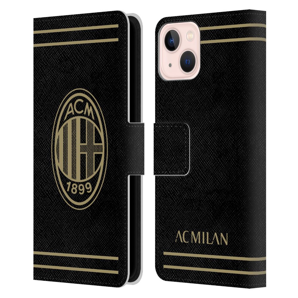 AC MILAN ACミラン - Black And Gold レザー手帳型 / Apple iPhoneケース - PGS