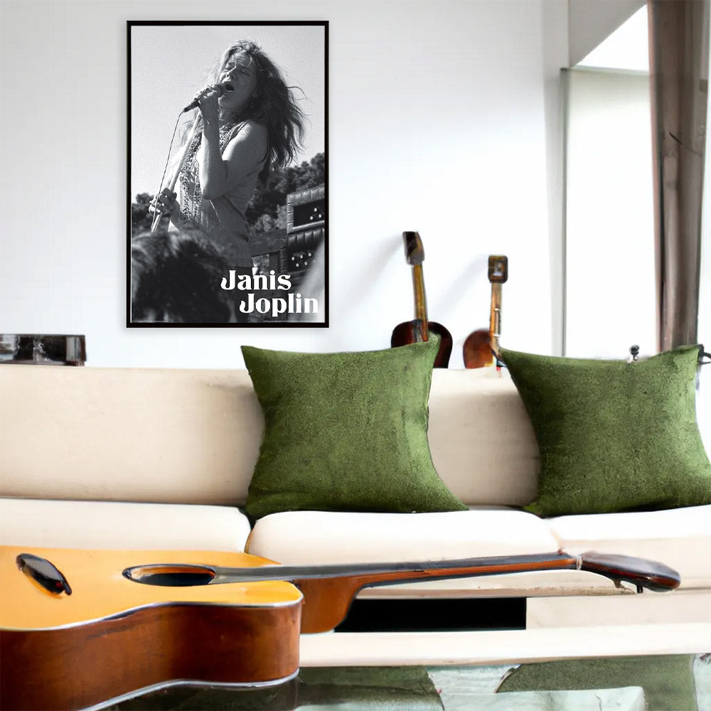 JANIS JOPLIN Janis Joplin (Memorial 55 Years) - Mic B&W / Poster