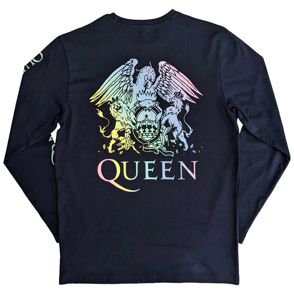 QUEEN クイーン (初来日50周年 ) - Rainbow Crest / バックプリントあり / 長袖 / Sleeve Print / Tシャツ / メンズ - PGS