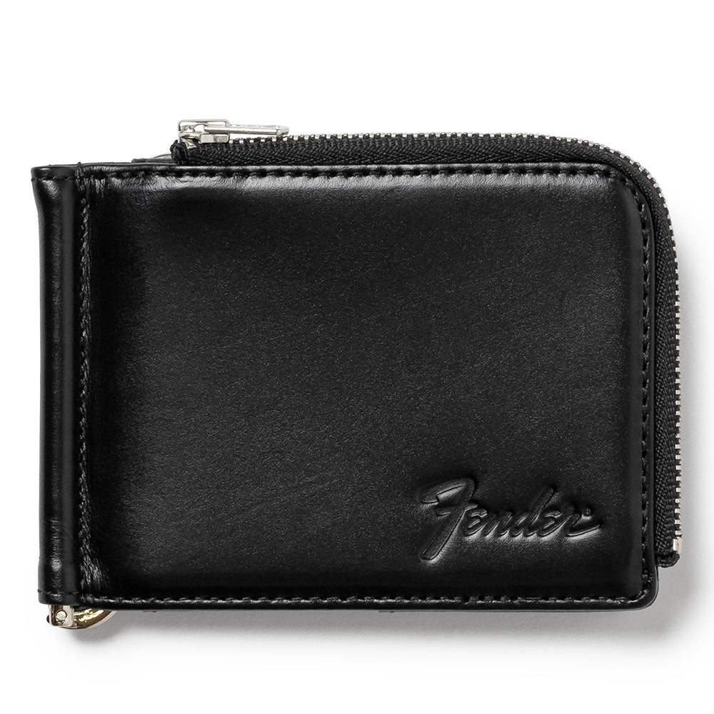FENDER (80th Anniversary) - Money Clip Coin Case / Black / Guitar Pick & Wallet Cord Included / Wallet