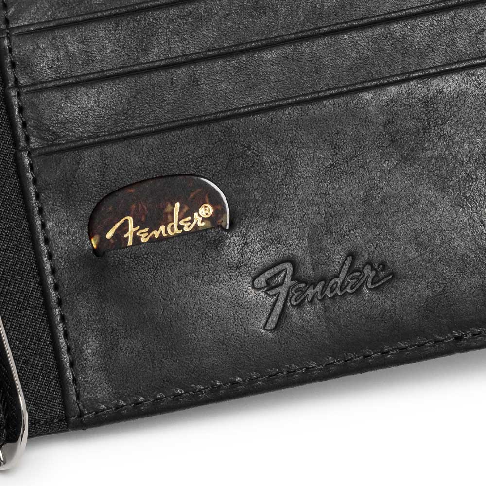 FENDER - Money Clip Coin Case / Black / Guitar Pick & Wallet Cord Included / Wallet