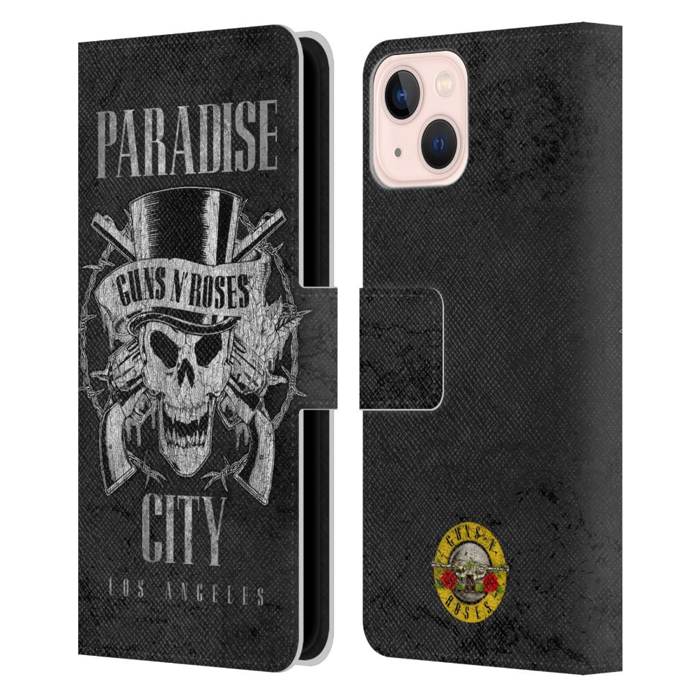 GUNS N ROSES ガンズアンドローゼズ (結成 40周年 ) - Paradise City レザー手帳型 / Apple iPhoneケース - PGS