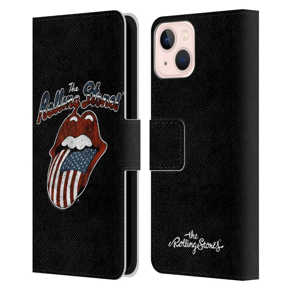 ROLLING STONES ローリングストーンズ (来日 35周年 記念 ) - US Flag Tongue レザー手帳型 / Apple iPhoneケース - PGS