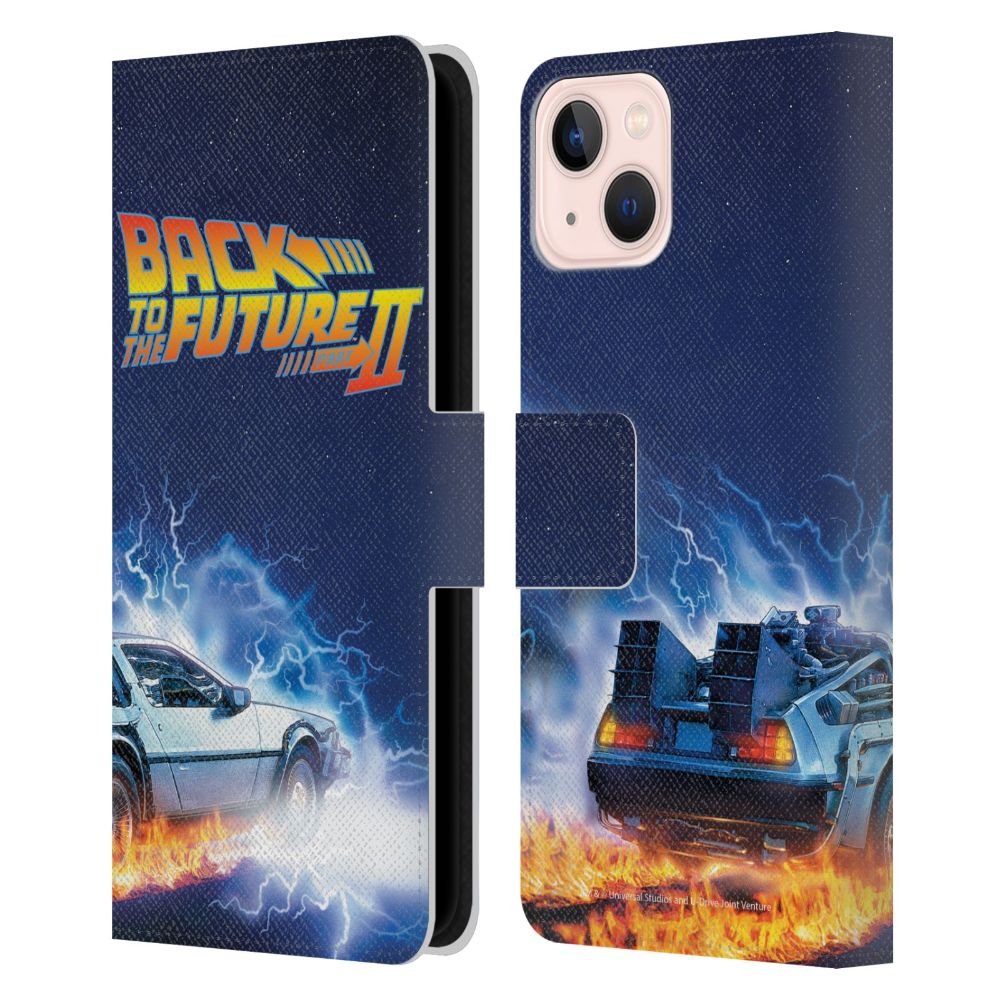 BACK TO THE FUTURE バックトゥザフューチャー (劇場公開 40周年 ) - II Key Art / Delorean レザー手帳型 / Apple iPhoneケース - PGS