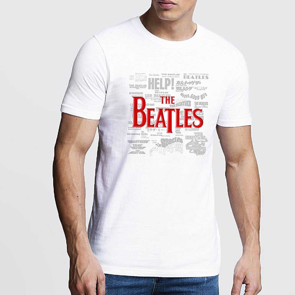THE BEATLES ビートルズ (結成 65周年 ) - Titles & Logos / パフプリント / Tシャツ / メンズ - PGS