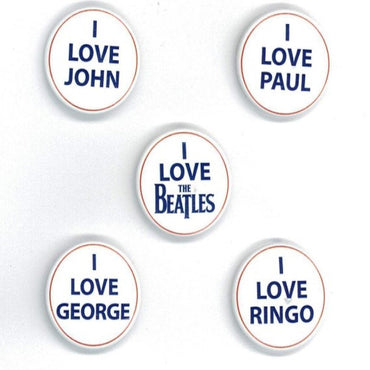 THE BEATLES ビートルズ (結成 65周年 ) - I Love The Beatles / 5個セット / バッジ - PGS
