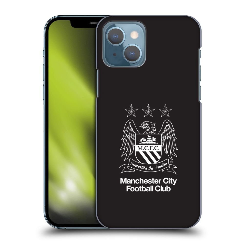 MANCHESTER CITY FC マンチェスターシティFC - Outline White on Black ハード case / Apple iPhoneケース - PGS