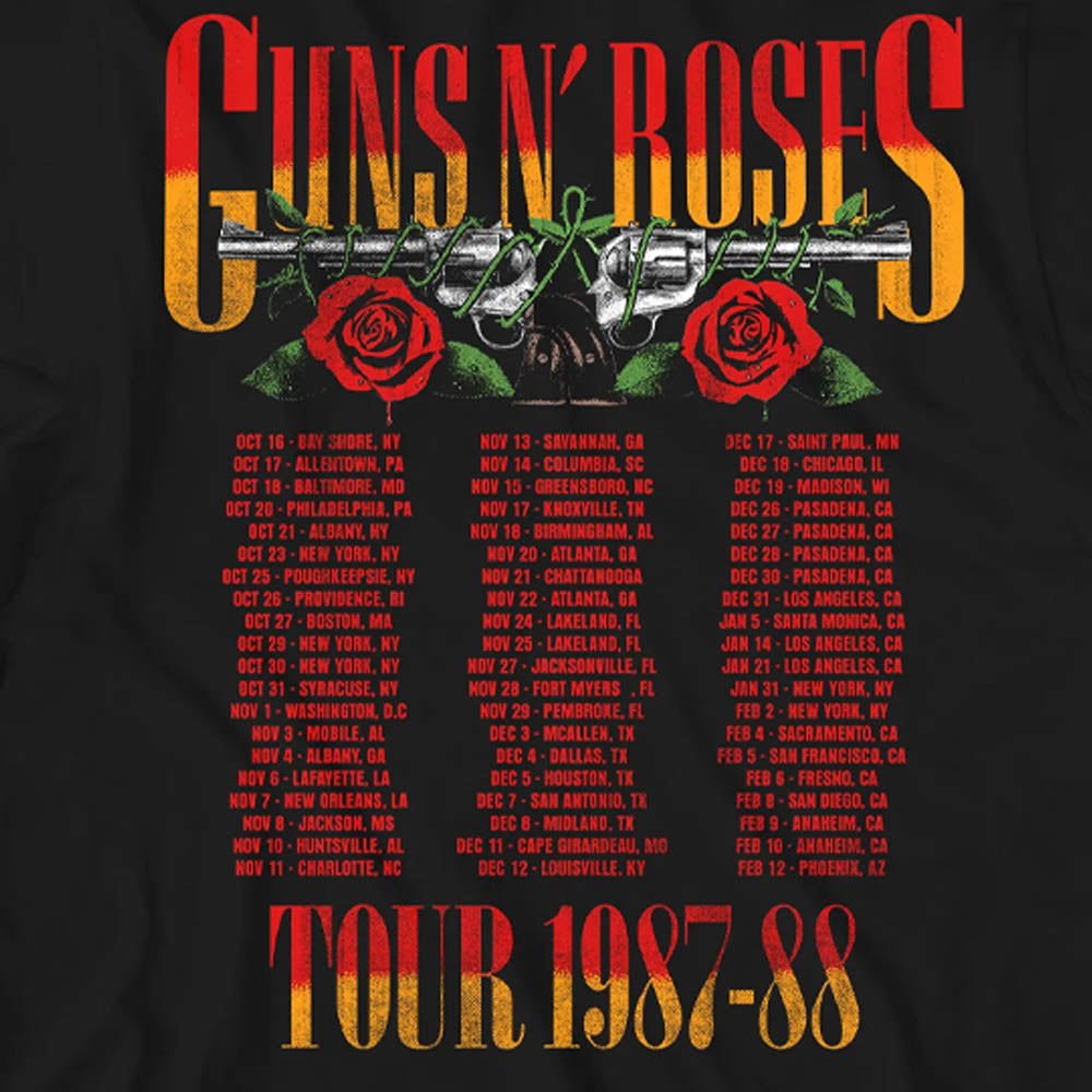 GUNS N ROSES ガンズアンドローゼズ (デビュー 40周年 ) - 1987-88 TOUR / バックプリントあり / Tシャツ / メンズ