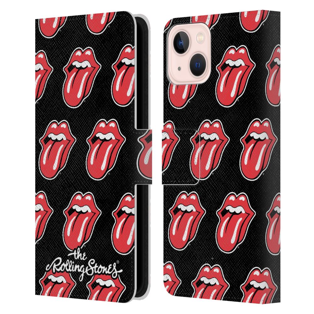 ROLLING STONES ローリングストーンズ (来日 35周年 記念 ) - Tongue Classic Pattern レザー手帳型 / Apple iPhoneケース - PGS