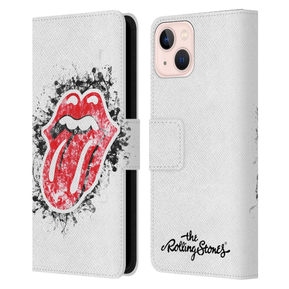 ROLLING STONES ローリングストーンズ (来日 35周年 記念 ) - Distressed Tongue レザー手帳型 / Apple iPhoneケース - PGS