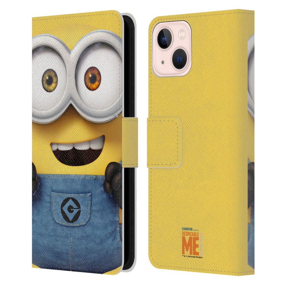 MINIONS ミニオンズ (公開 10周年 ) - Full Face Minions / Bob レザー手帳型 / Apple iPhoneケース - PGS