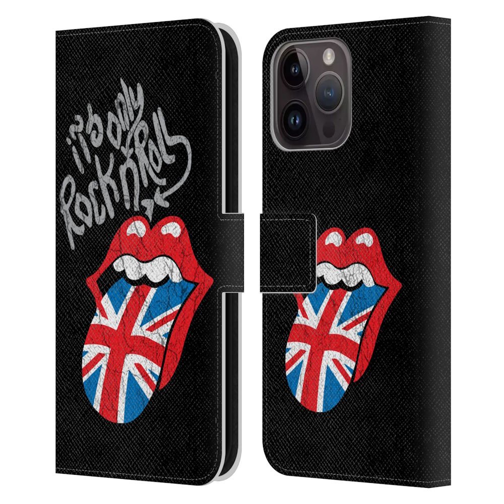 ROLLING STONES ローリングストーンズ (来日 35周年 記念 ) - Only Rock And Roll Distressed レザー手帳型 / Apple iPhoneケース - PGS
