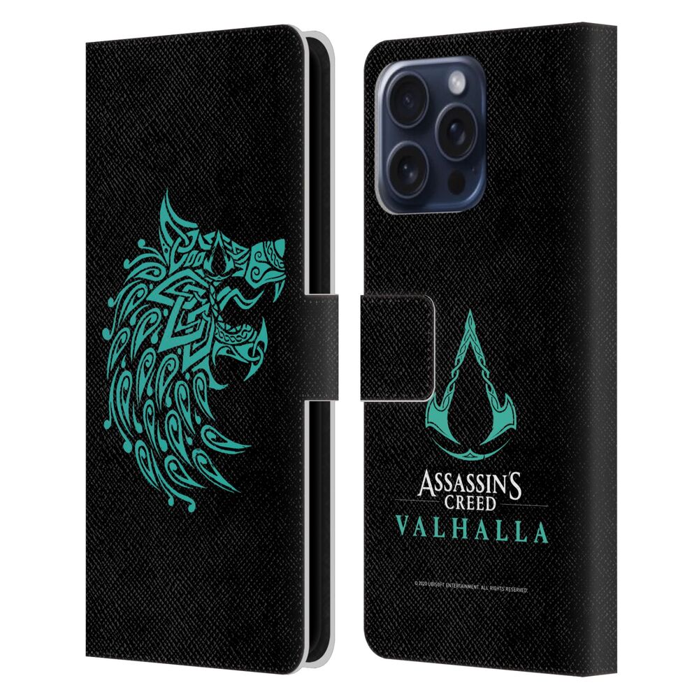 ASSASSINS CREED アサシンクリード - Valhalla Compositions And Patterns / Wolf レザー手帳型 / Apple iPhoneケース - PGS