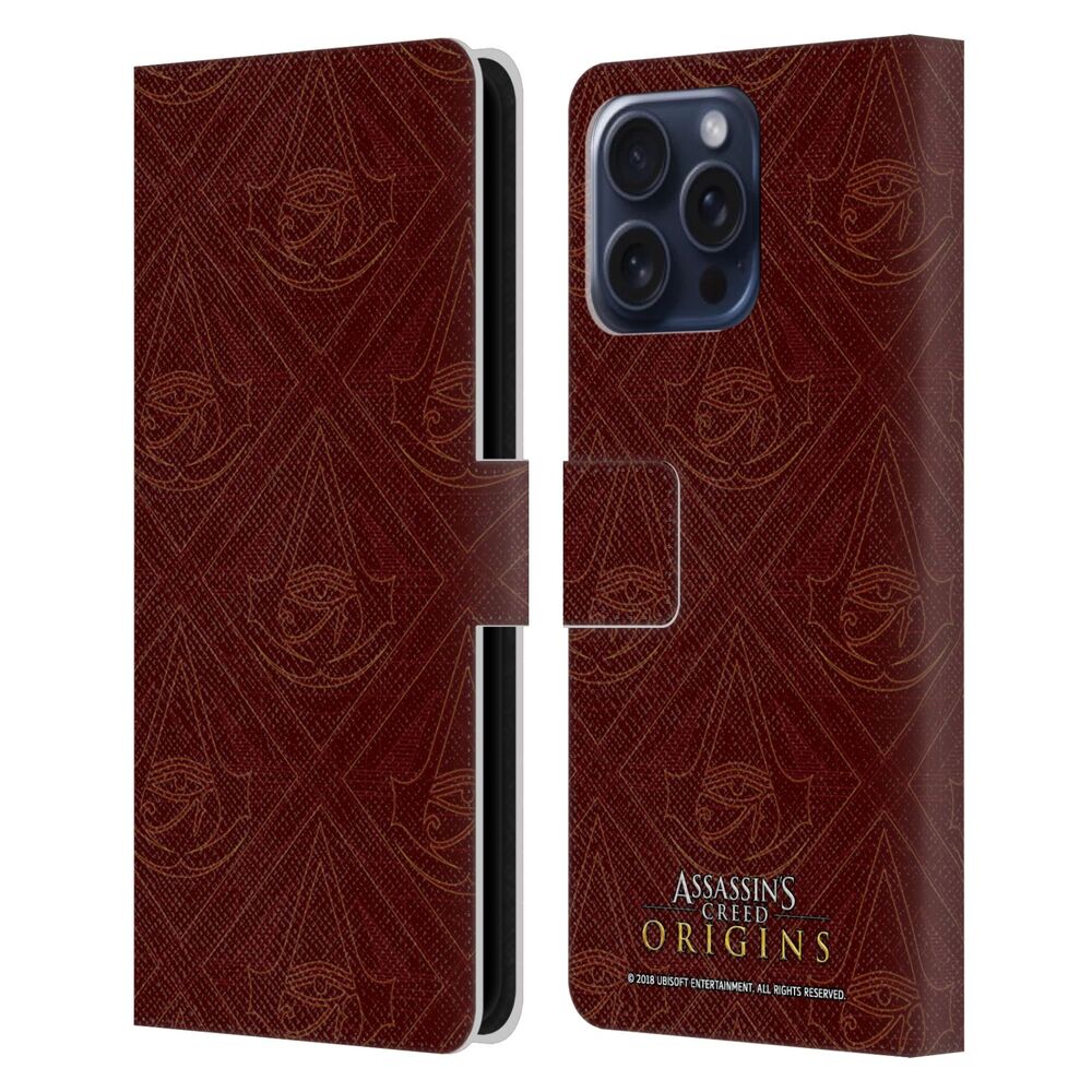 ASSASSINS CREED アサシンクリード - Origins Patterns / Maroon Crest レザー手帳型 / Apple iPhoneケース - PGS