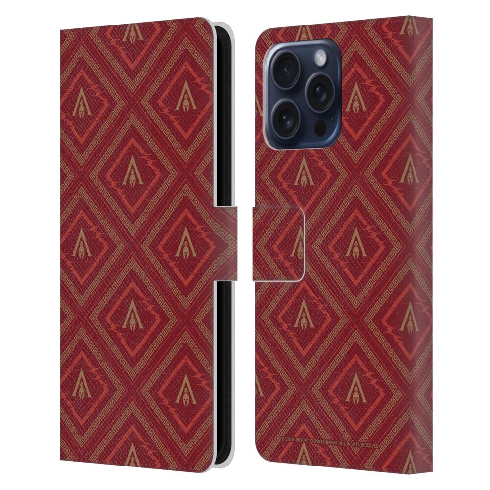 ASSASSINS CREED アサシンクリード - Odyssey Patterns / Red And Gold Logo レザー手帳型 / Apple iPhoneケース - PGS