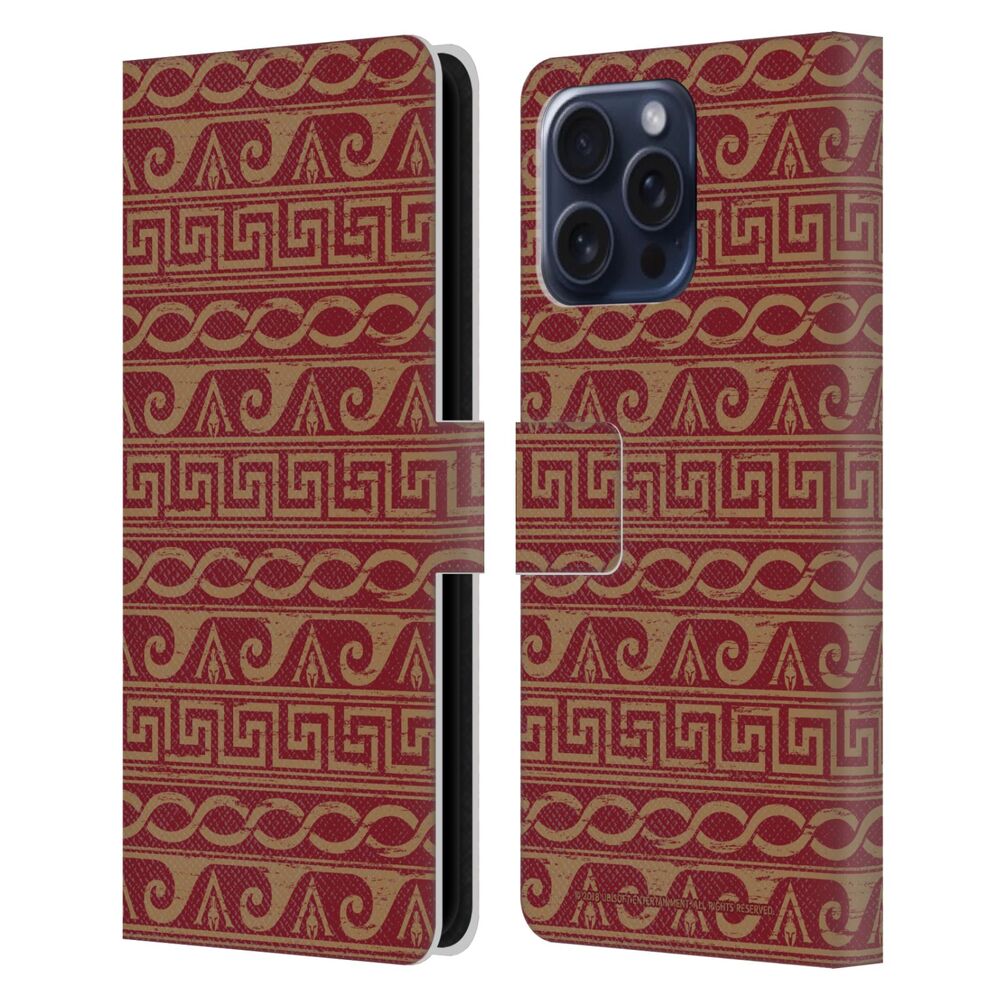 ASSASSINS CREED アサシンクリード - Odyssey Patterns / Gold Meander レザー手帳型 / Apple iPhoneケース - PGS