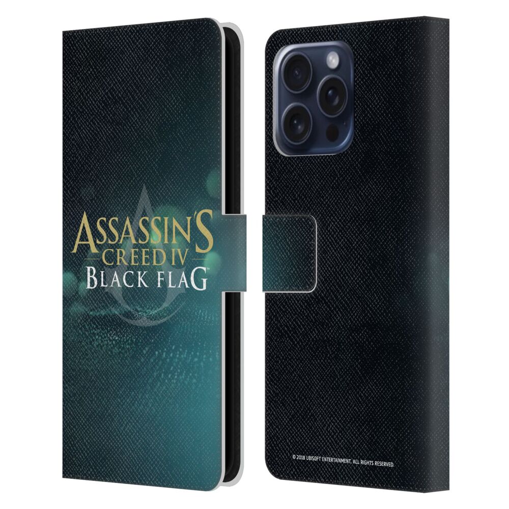 ASSASSINS CREED アサシンクリード - Black Flag Logos / Gold And White レザー手帳型 / Apple iPhoneケース - PGS
