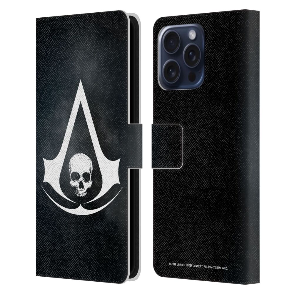 ASSASSINS CREED アサシンクリード - Black Flag Logos / White レザー手帳型 / Apple iPhoneケース - PGS