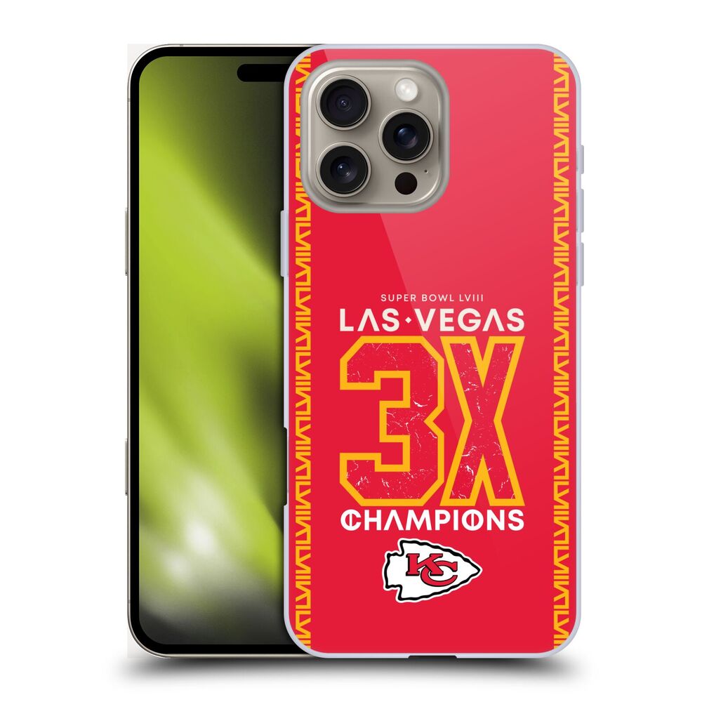 NFL ナショナルフットボールリーグ - 2024 Super Bowl LVIII Champions / Kansas City Chiefs 3x Champ ハード case / Apple iPhoneケース - PGS